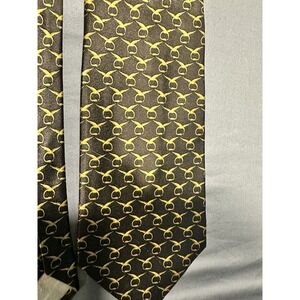Scappino Italy Black With Gold Links Silk Neck Tie